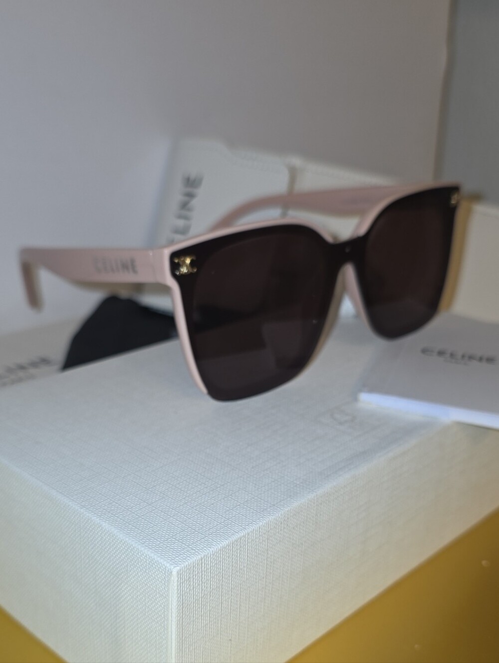 Celine Pale Pink Frame Sunglasses with Dark Lenses